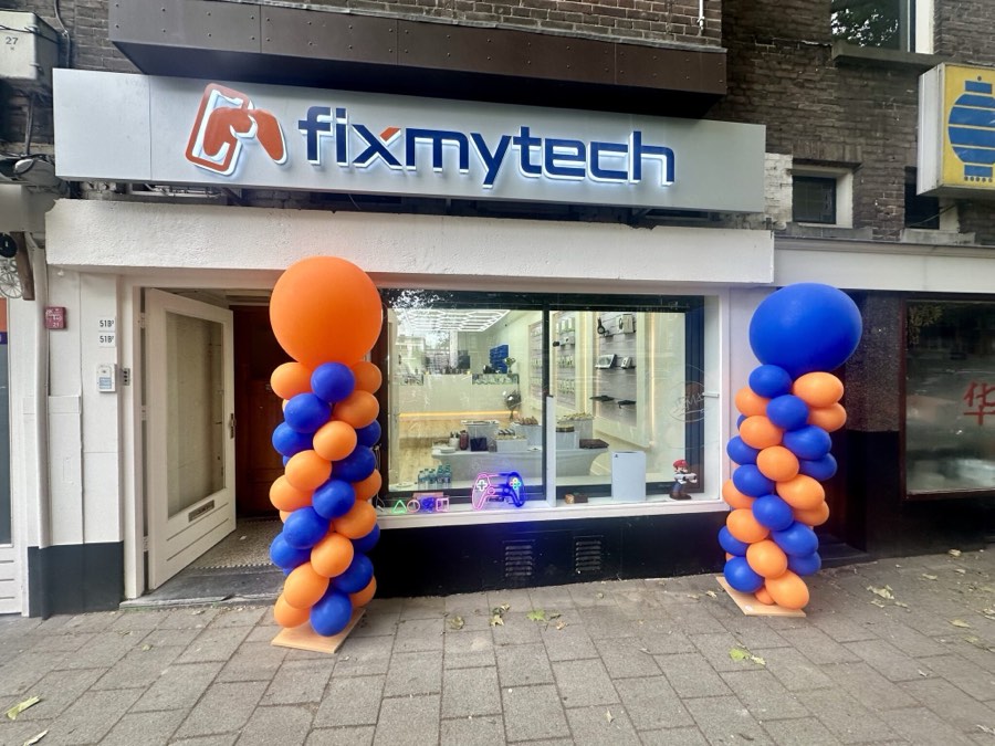 De gevel van de FixMyTech-winkel aan de Vlietlaan 51A in Rotterdam-Kralingen